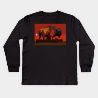 Bison Red Kids Long Sleeve T-Shirt